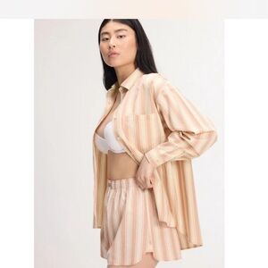 Savage X Fenty Peach and Cream Striped Pajama Set